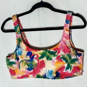 Joe Fresh Multicolour Tropical Watercolour Floral Top Bikini Top Swim Top XL NWT